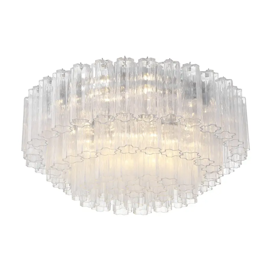 Addis 32" Flush Mount in Aged Brass with Amber Glass - Image 18
