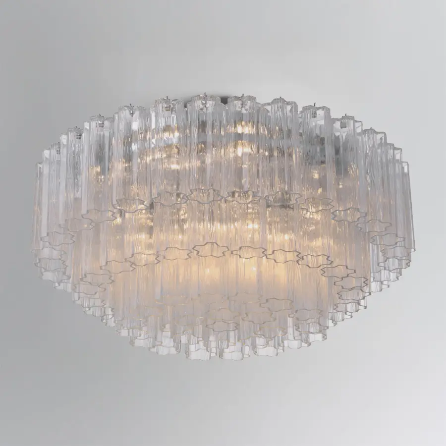 Addis 32" Flush Mount in Aged Brass with Amber Glass - Image 20