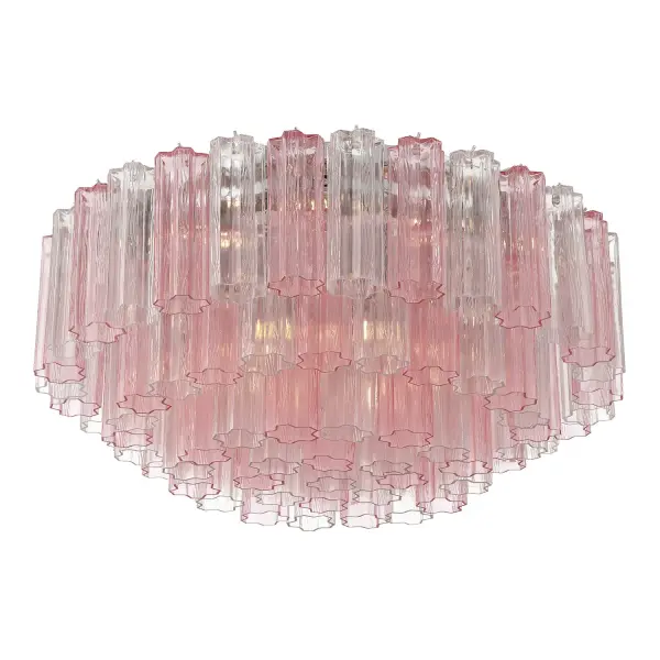 Addis 32" Flush Mount in Aged Brass with Amber Glass - Image 3