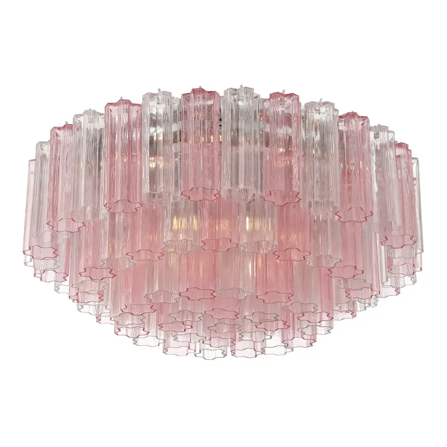 Addis 32" Flush Mount in Aged Brass with Amber Glass - Image 3