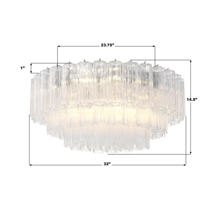 Addis 32" Flush Mount in Aged Brass with Amber Glass - Image 21