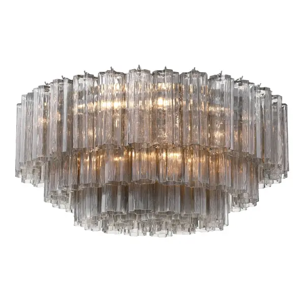 Addis 32" Flush Mount in Aged Brass with Amber Glass - Image 22