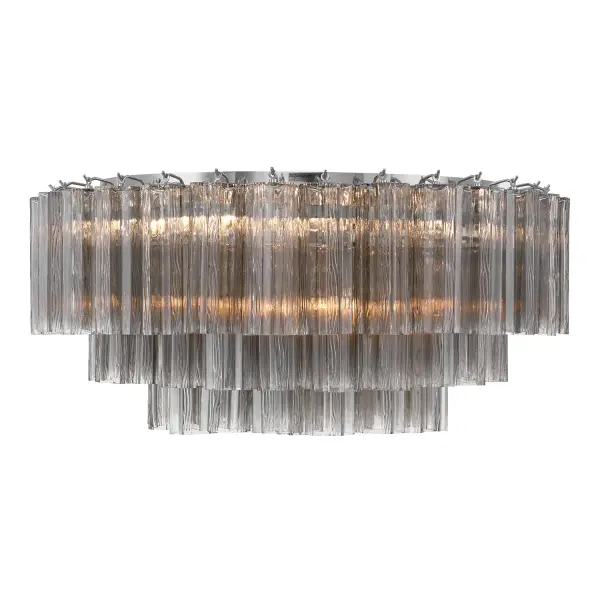 Addis 32" Flush Mount in Aged Brass with Amber Glass - Image 24