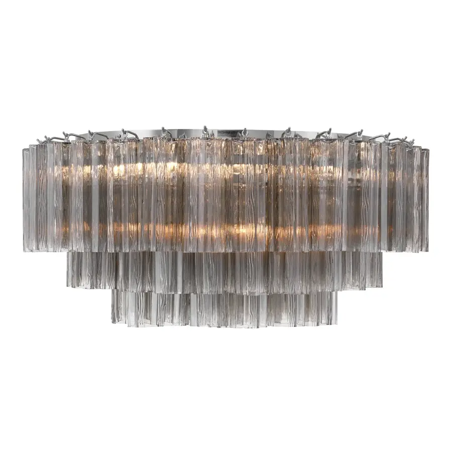 Addis 32" Flush Mount in Aged Brass with Amber Glass - Image 24