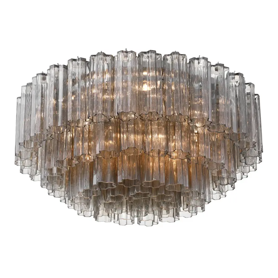 Addis 32" Flush Mount in Aged Brass with Amber Glass - Image 25