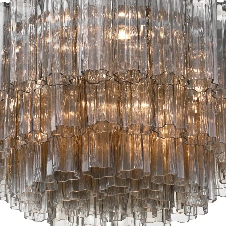 Addis 32" Flush Mount in Aged Brass with Amber Glass - Image 26