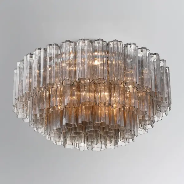 Addis 32" Flush Mount in Aged Brass with Amber Glass - Image 27