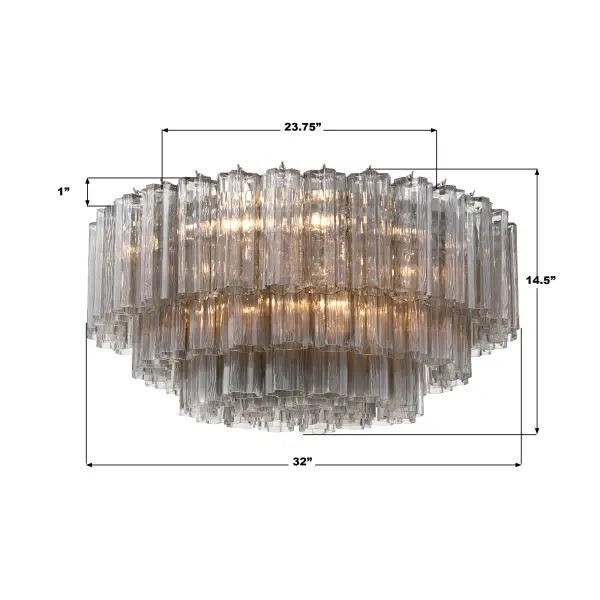 Addis 32" Flush Mount in Aged Brass with Amber Glass - Image 28