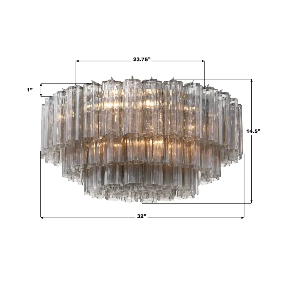 Addis 32" Flush Mount in Aged Brass with Amber Glass - Image 28