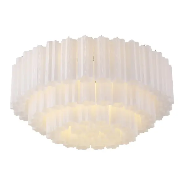 Addis 32" Flush Mount in Aged Brass with Amber Glass - Image 32