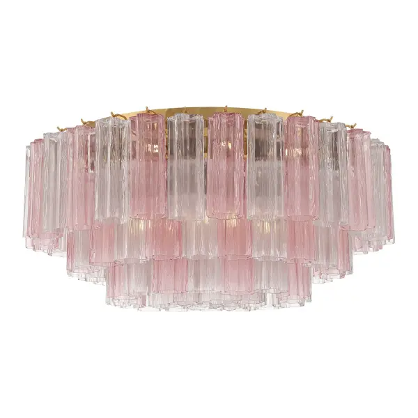 Addis 32" Flush Mount in Aged Brass with Amber Glass - Image 37