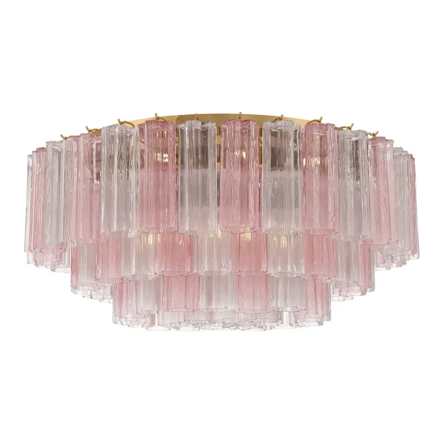 Addis 32" Flush Mount in Aged Brass with Amber Glass - Image 37