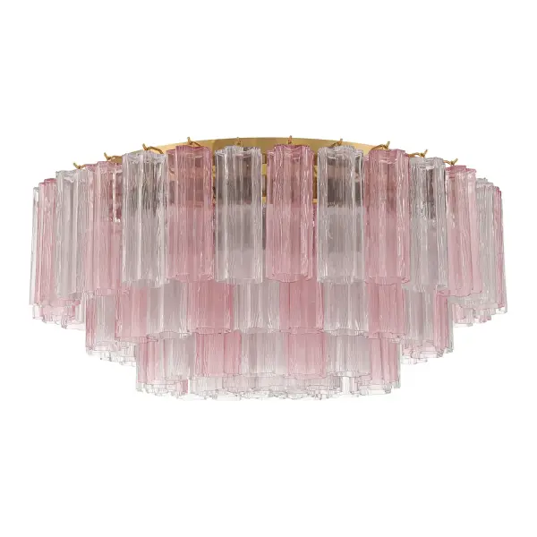 Addis 32" Flush Mount in Aged Brass with Amber Glass - Image 38