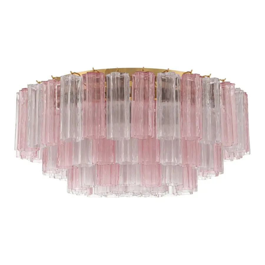Addis 32" Flush Mount in Aged Brass with Amber Glass - Image 38