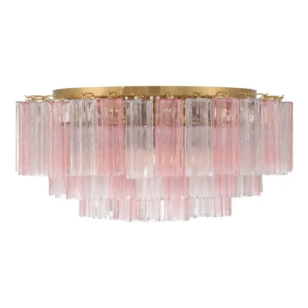 Addis 32" Flush Mount in Aged Brass with Amber Glass - Image 41