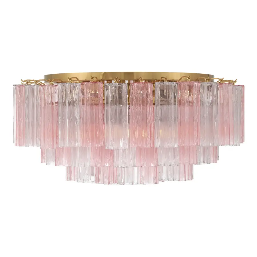 Addis 32" Flush Mount in Aged Brass with Amber Glass - Image 41