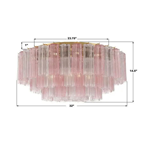 Addis 32" Flush Mount in Aged Brass with Amber Glass - Image 44