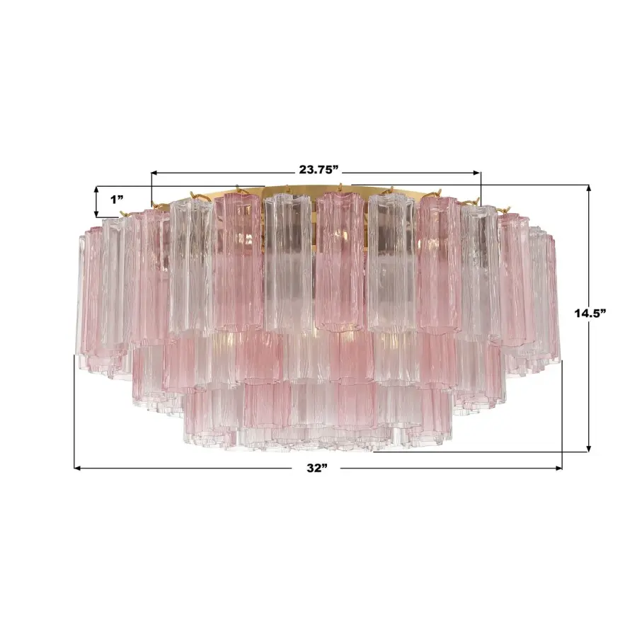 Addis 32" Flush Mount in Aged Brass with Amber Glass - Image 44
