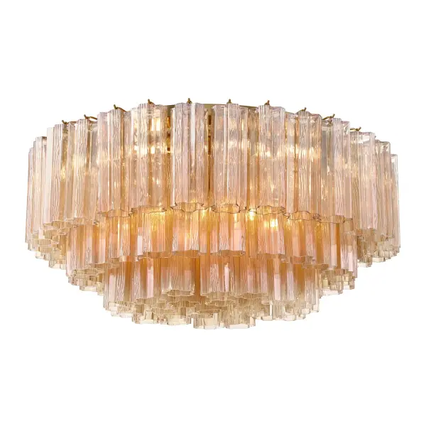 Addis 32" Flush Mount in Aged Brass with Amber Glass - Image 45