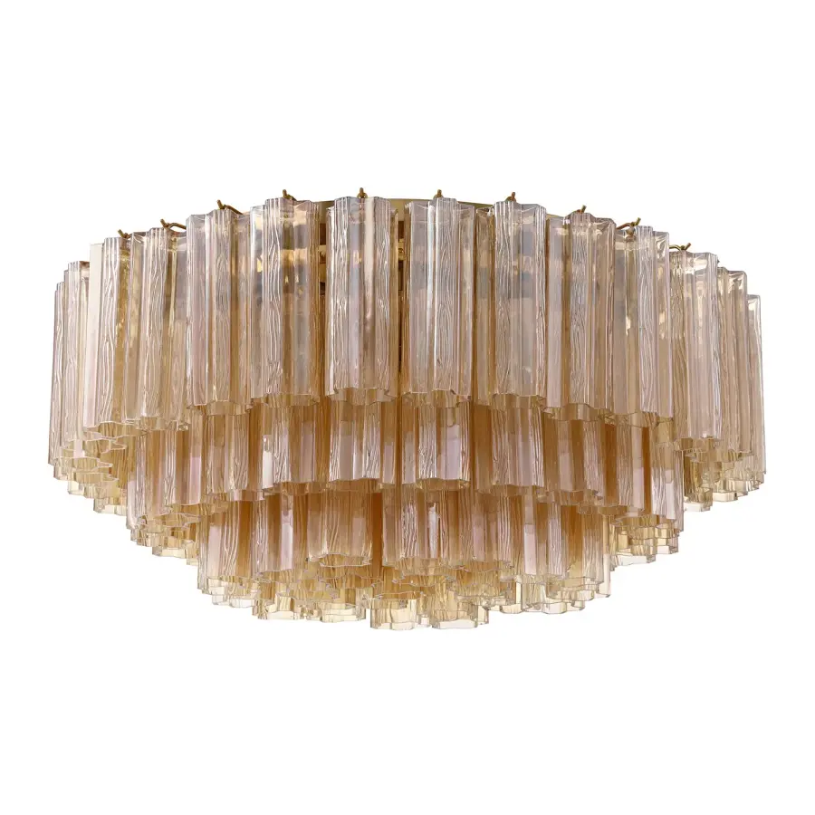 Addis 32" Flush Mount in Aged Brass with Amber Glass - Image 46