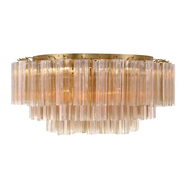 Addis 32" Flush Mount in Aged Brass with Amber Glass - Image 47