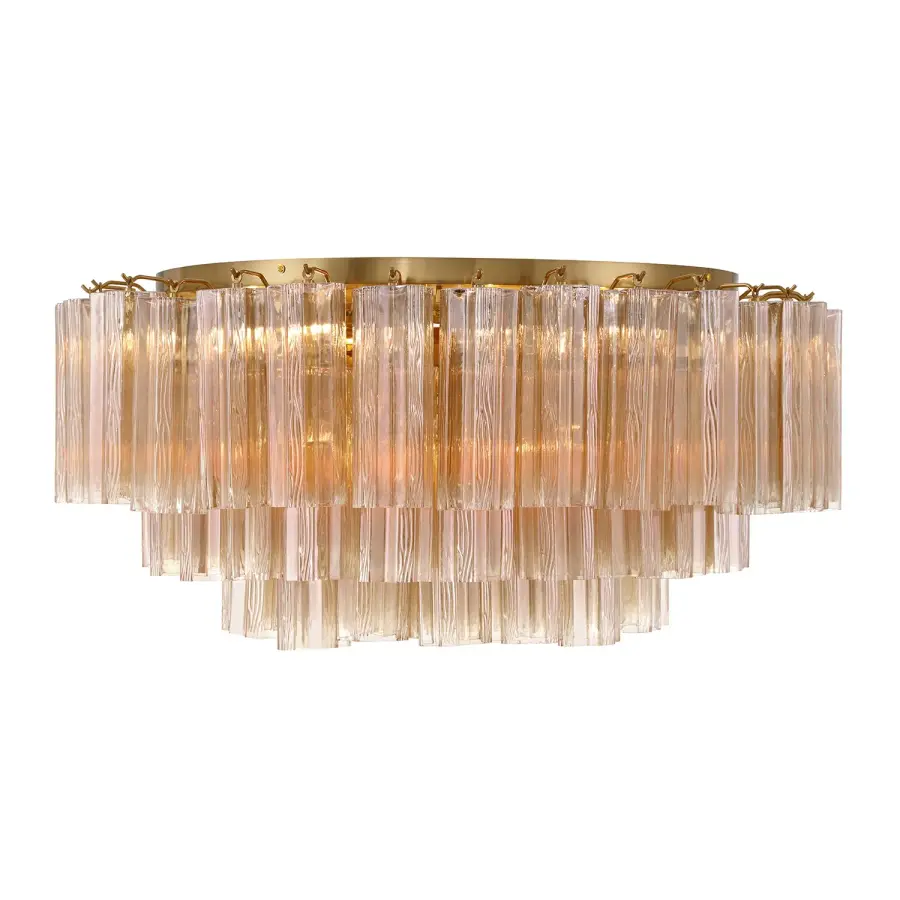 Addis 32" Flush Mount in Aged Brass with Amber Glass - Image 47