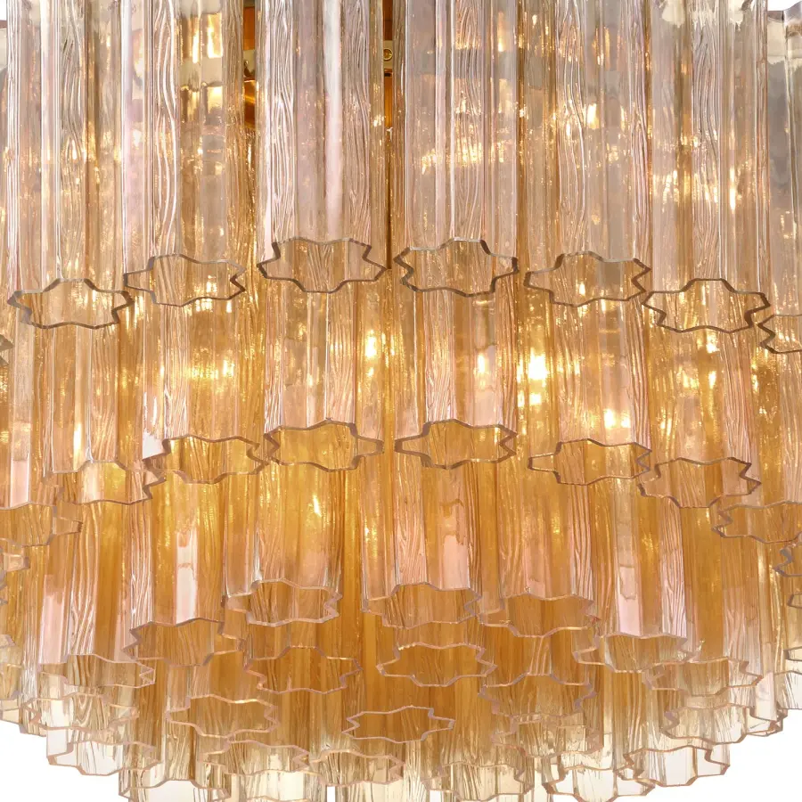 Addis 32" Flush Mount in Aged Brass with Amber Glass - Image 49