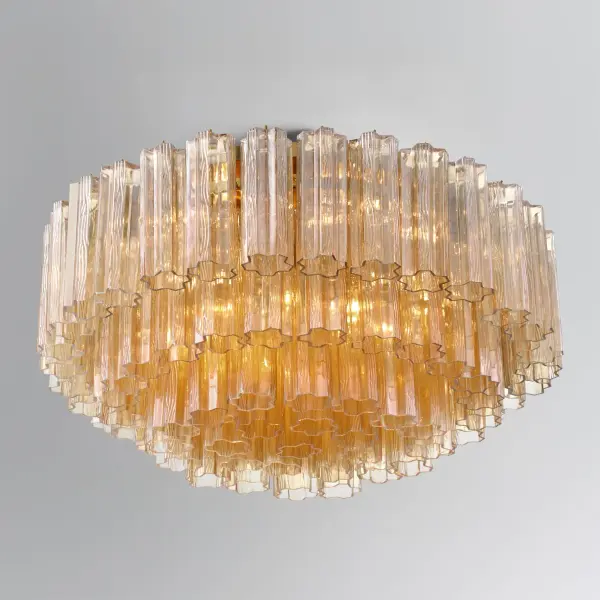 Addis 32" Flush Mount in Aged Brass with Amber Glass - Image 50