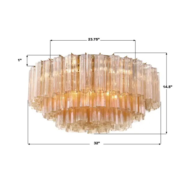 Addis 32" Flush Mount in Aged Brass with Amber Glass - Image 51
