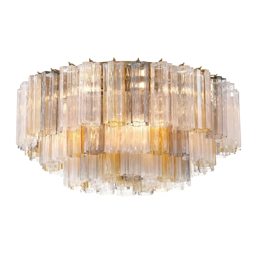 Addis 32" Flush Mount in Aged Brass with Amber Glass - Image 52