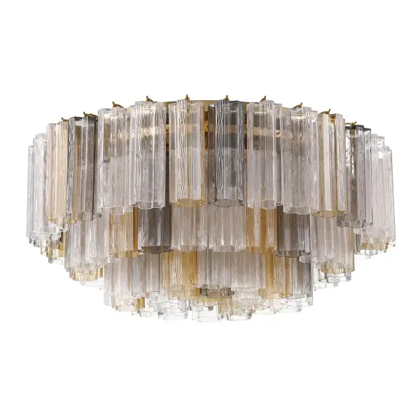 Addis 32" Flush Mount in Aged Brass with Amber Glass - Image 53