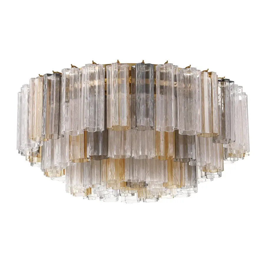 Addis 32" Flush Mount in Aged Brass with Amber Glass - Image 53