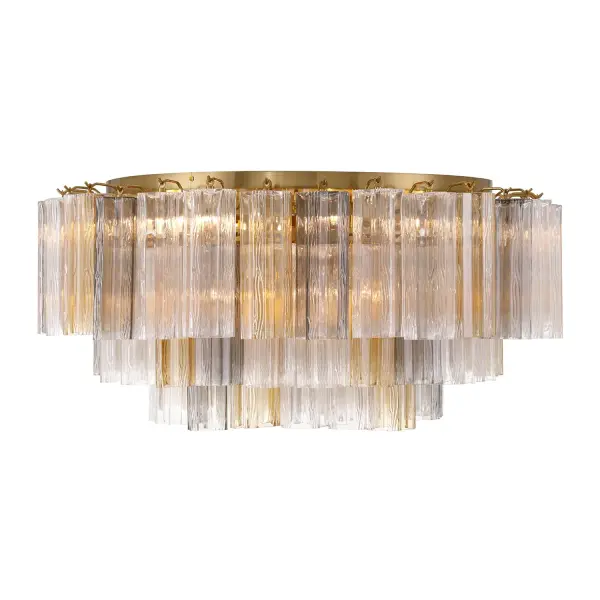 Addis 32" Flush Mount in Aged Brass with Amber Glass - Image 54