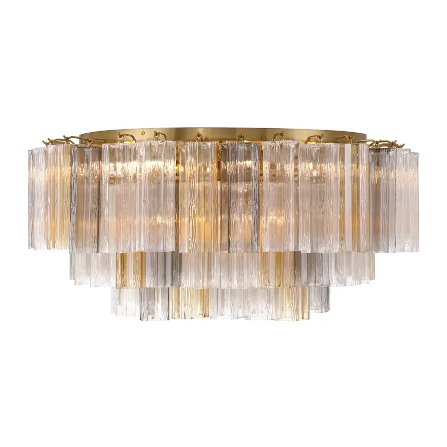 Addis 32" Flush Mount in Aged Brass with Amber Glass - Image 54