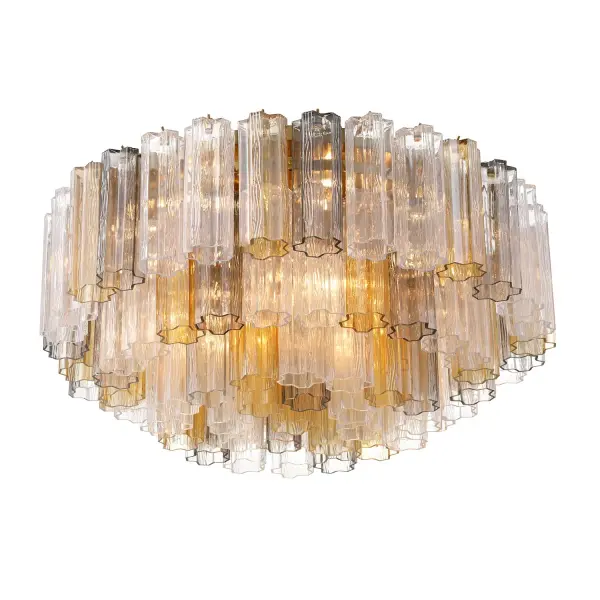 Addis 32" Flush Mount in Aged Brass with Amber Glass - Image 55