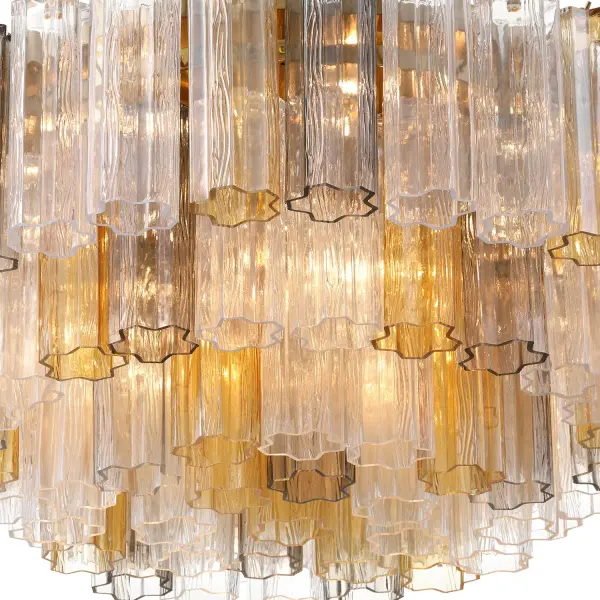 Addis 32" Flush Mount in Aged Brass with Amber Glass - Image 56