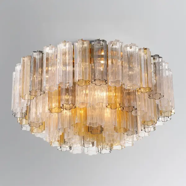 Addis 32" Flush Mount in Aged Brass with Amber Glass - Image 57