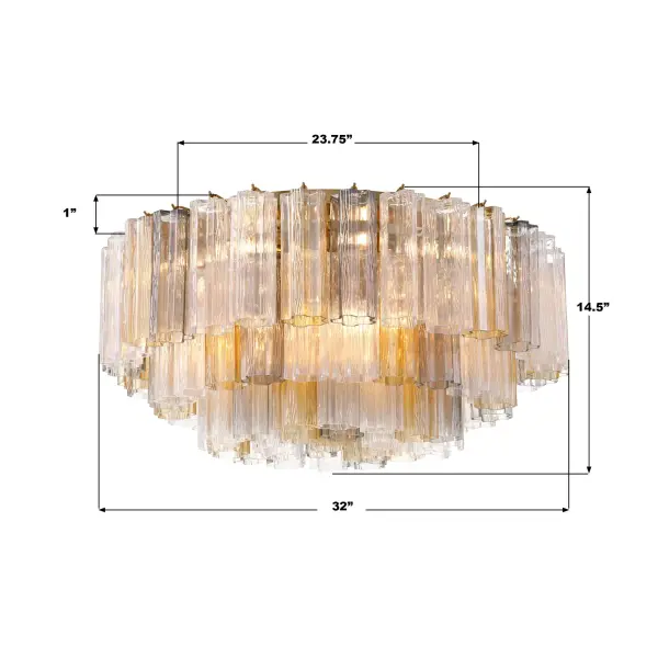 Addis 32" Flush Mount in Aged Brass with Amber Glass - Image 58