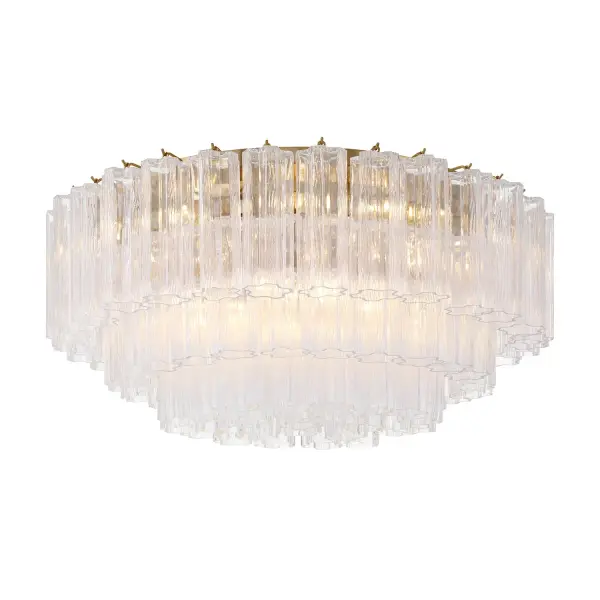 Addis 32" Flush Mount in Aged Brass with Amber Glass - Image 59