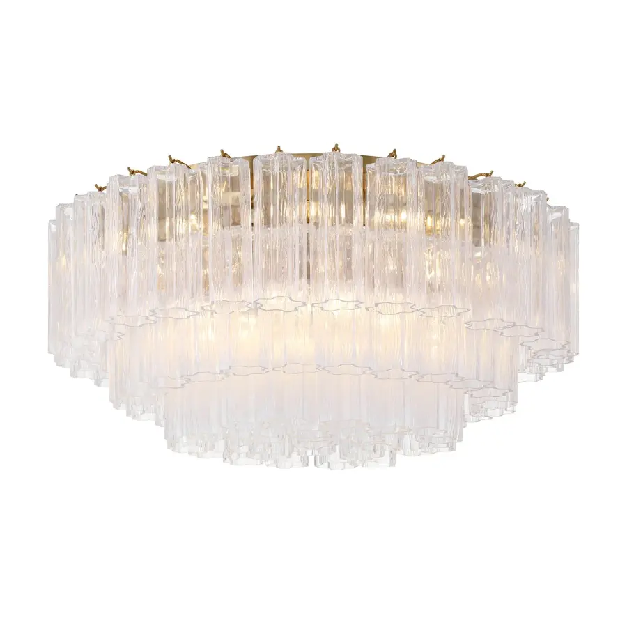 Addis 32" Flush Mount in Aged Brass with Amber Glass - Image 59