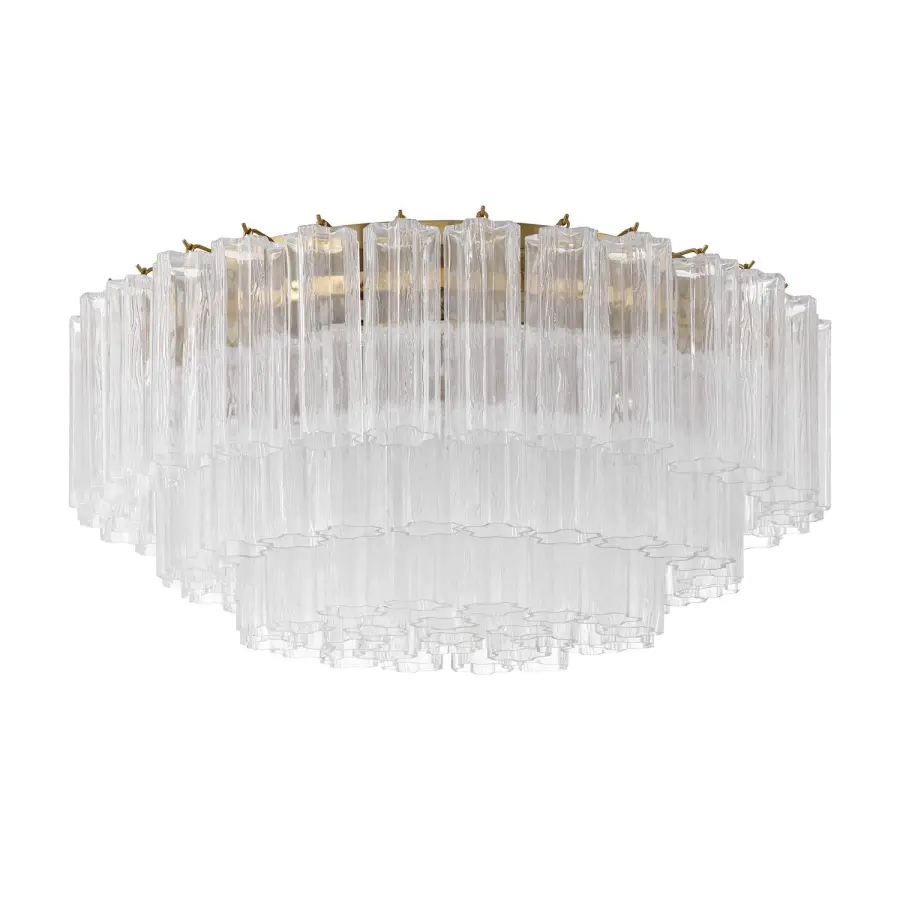 Addis 32" Flush Mount in Aged Brass with Amber Glass - Image 60