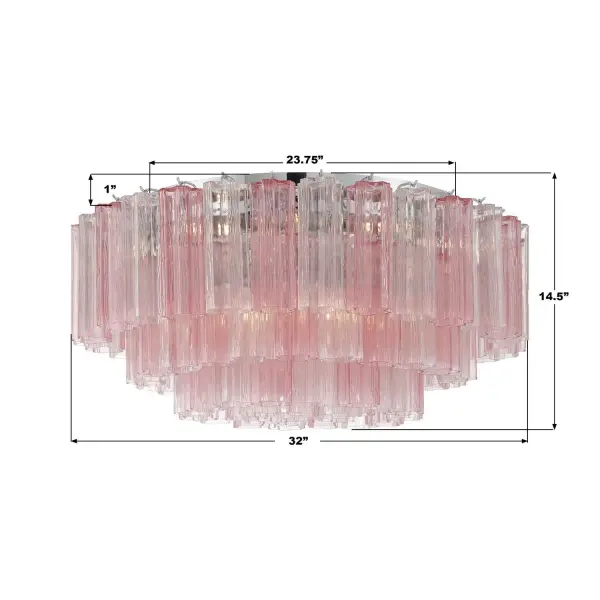 Addis 32" Flush Mount in Aged Brass with Amber Glass - Image 7