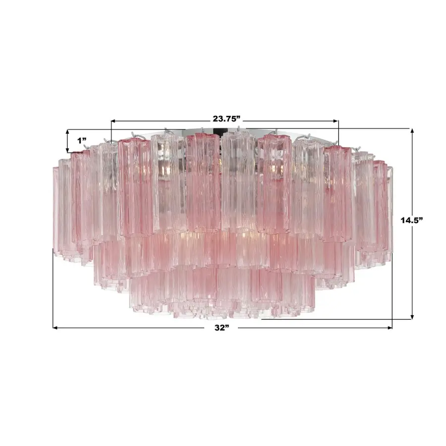 Addis 32" Flush Mount in Aged Brass with Amber Glass - Image 7