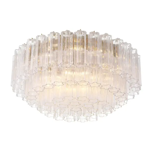 Addis 32" Flush Mount in Aged Brass with Amber Glass - Image 62