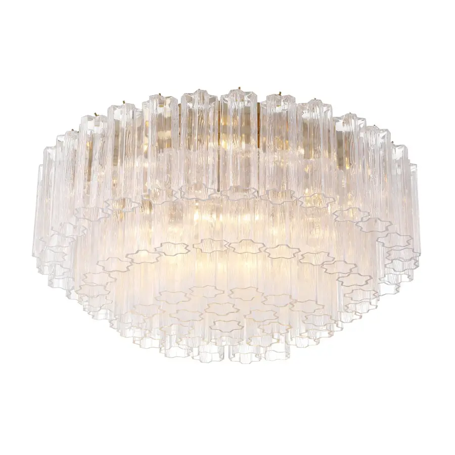 Addis 32" Flush Mount in Aged Brass with Amber Glass - Image 62