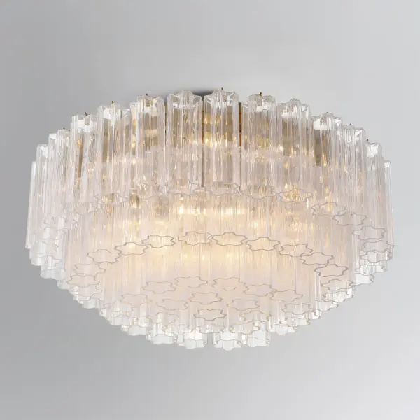 Addis 32" Flush Mount in Aged Brass with Amber Glass - Image 64