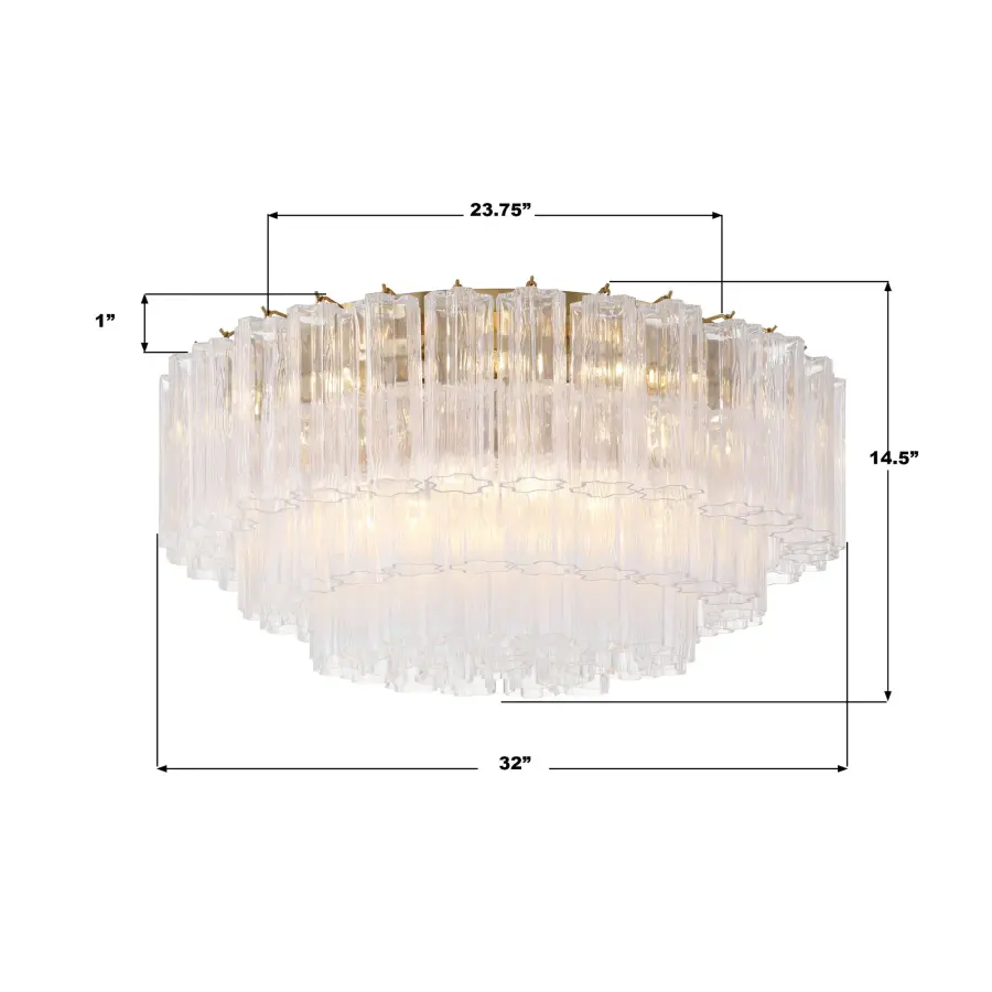 Addis 32" Flush Mount in Aged Brass with Amber Glass - Image 65