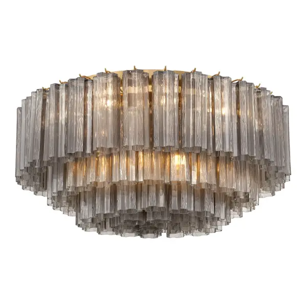 Addis 32" Flush Mount in Aged Brass with Amber Glass - Image 66