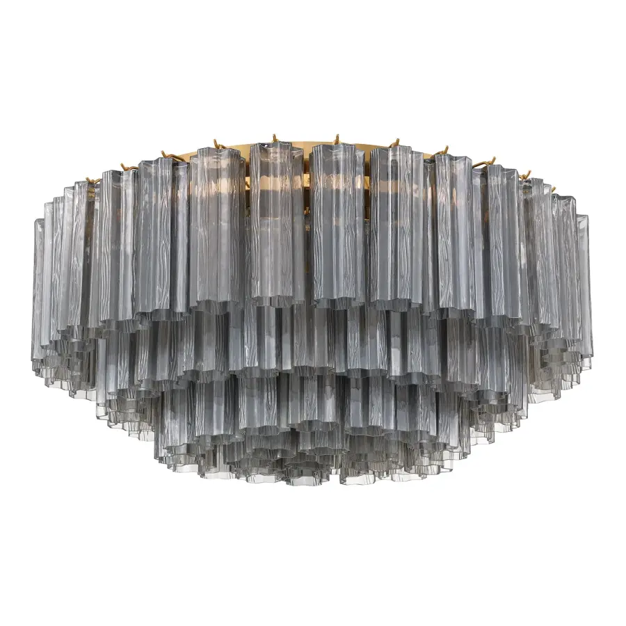 Addis 32" Flush Mount in Aged Brass with Amber Glass - Image 67