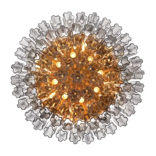 Addis 32" Flush Mount in Aged Brass with Amber Glass - Image 68